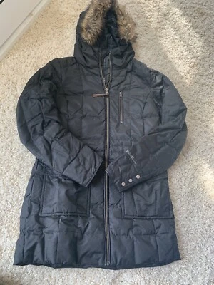 Eddie Bauer Women XS Parka Long Jacket Coat Black Faux Fur Outdoor Winter - Image 1 of 2