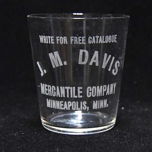 VETRO DA TIRO IN VETRO PRE PRO VINTAGE J.M. DAVIS MECANTILE COMPANY MINNEAPOLIS, MINN. - Foto 1 di 2