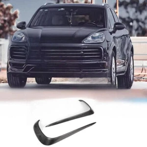 Dry Carbon Fiber Front Bumper Lip Spoiler Fins Canards For Porsche Cayenne 18-24 - Picture 1 of 6