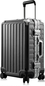 LUGGEX Hard Shell Carry on Luggage with Aluminum Frame - 100% PC No Zipper Suitc