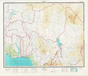 Mapas militares soviéticos rusos 1:2,5 millones - hoja n.o 19 LAGOS (Nigeria), edición 1977 - Imagen 1 de 7
