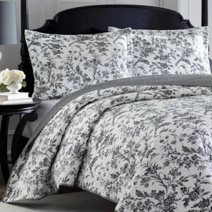 Laura Ashley Quilts King Polyester Cotton Reversible Floral Rustic Black 3-Piece - Picture 1 of 3