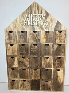 Advent Calendar Wooden Merry David Star Jewish With 24 Doors Countdown Christmas - Picture 1 of 8