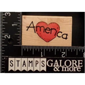 Penny Black Rubber Stamps 2333E LOVE AMERICA WITH A HEART PATRIOTIC 4TH JULY W12 - Picture 1 of 2