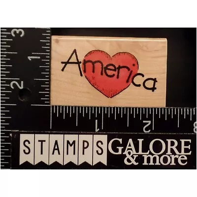 Penny Black Rubber Stamps 2333E LOVE AMERICA WITH A HEART PATRIOTIC 4TH JULY W12 - Image 1 of 2