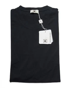 Kired Kiton $250 Navy Blue Crepe Cotton Short Sleeve Slim Fit T-Shirt L (52 IT) - Picture 1 of 5