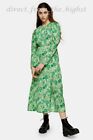TOPSHOP Green Floral Print Long Sleeve Midi Dress Sizes UK 6_8_10_12_14_16