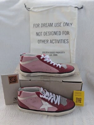 Size 9 Women's Golden Goose Mid Star Classic Leather/Suede Pk/Rd/Wht Sneakers - Image 1 of 4