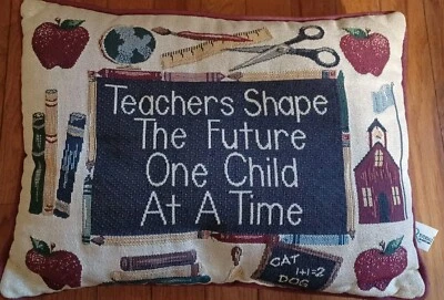 Riverdale Decor Tapestry Needle Point Throw Pillow 12x14 Teacher VINTAGE  - Image 1 of 4