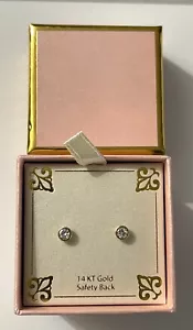 Children's 14k Gold Cubic Zirconia Stud Brand NEW In The Box $200 - Picture 1 of 7