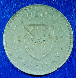 WORLD COIN SALE-1967 GHANA 20 pesewas-COPPER/NICKEL COMPOSITION COIN-KM#17 - Picture 1 of 3