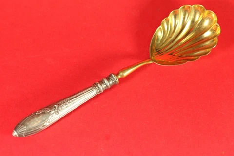 1930s Antique Vintage Latvia Silver handle Serving Caviar Spoon T116 Cover