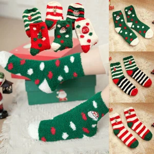 3 Pairs Ladies Soft Fluffy Lounge Cosy Bed Socks Winter Warm Christmas - Picture 1 of 8