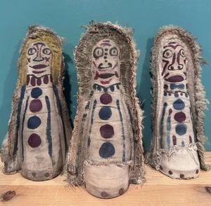 3 Carnival Game Clown Knock Down Dolls Hand Painted Punk Vintage Boardwalk - Picture 1 of 9