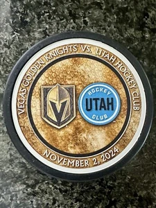 First Ever Vegas Golden Knights Utah Hockey Club Match Up Puck 11/2/24 - Picture 1 of 4