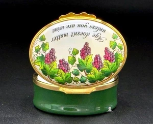 🍇 Esmaltes Halcyon Days para caja de baratija inglesa pintada a mano de Gump "La edad no - Imagen 1 de 7