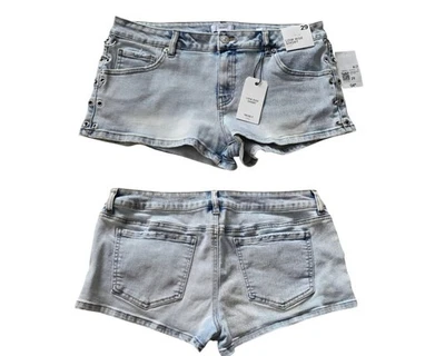 Forever 21 Low Rise Denim Women's Shorts Sz 29 Jean Side Rings 2" Rave NEW - Image 1 of 4