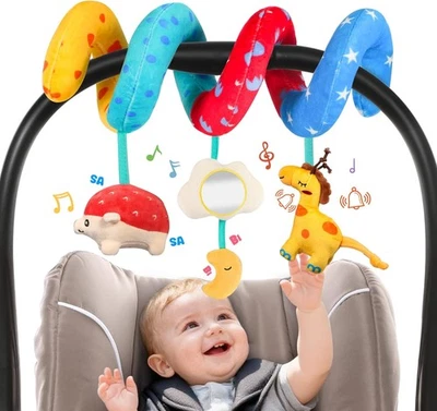 Brinquedos de assento de carro em espiral para bebês de 0 a 6 meses, brinquedo suspenso serve para carrinho de bebê, Developme - Imagem 1 de 4
