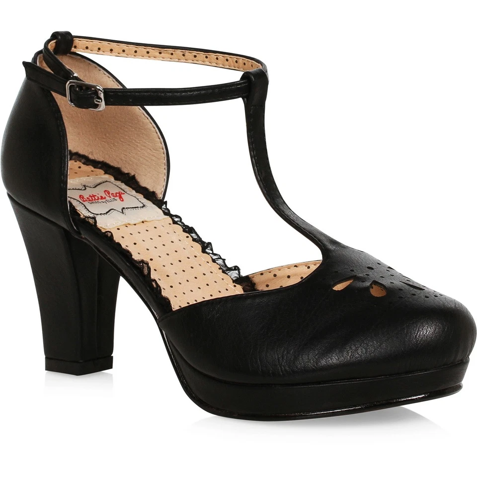 Ellie Bettie Page 3" Tacón Correa en T Detalle Recortado Tacones Adultos Mujeres Bp303/Mercy Foto 1 de 1