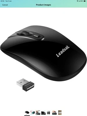  Wireless Mouse for Laptop Silent Cordless USB Mouse - Image 1 of 4