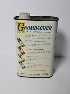 Vintage Advertising Grumbacher Odorless Thinner Can Great Graphics Decor 32oz - Picture 1 of 4