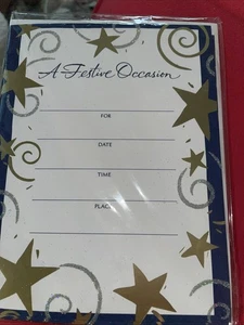 Party Express Hallmark Glitter 8 Invitations & Envelopes Star Christmas Cards - Picture 1 of 4