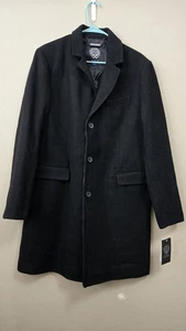 VINCE CAMUTO Men’s Wool Blend Car Coat Black Medium Single Breasted NWT - Picture 1 of 13