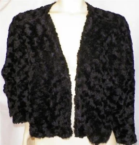 Ladies Size Small Large Black Shrug Jacket Eyelash NY Collection Soft - Picture 1 of 3