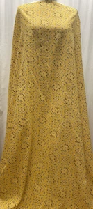 100% Cotton Yellow Black Paisley Flower Print Fabric by the Yard 56" inch Wide - Picture 1 of 5