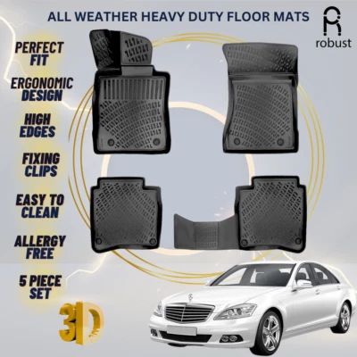 Floor Mats Liners For Mercedes S-Class W221 2006-2013 LWB All Weather Heavy Duty - Image 1 of 4