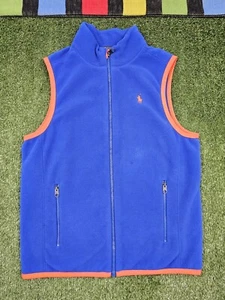 Polo ralph lauren boys fleece vest size L 14-16 royal blue full zip outdoor pony - Picture 1 of 8