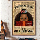 Black Woman Never Underestimate The Power Of An Afro Girl With A Book Poster