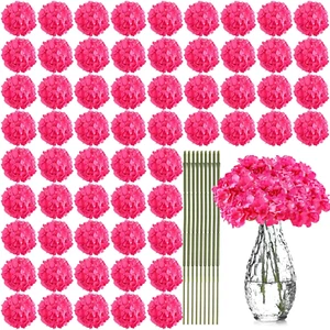 100 Pcs Artificial Hydrangea Flowers Hydrangea Flower Heads with Stems Silk Faux - Picture 1 of 7