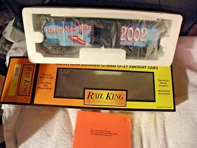 Vintage MTH Rail King O/O-27 Happy New Year's 2002 Holiday Box Car #30-7490 - Image 1 of 2