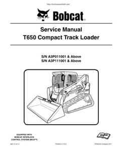 Manual de servicio Bobcat T650 | Cargador de orugas compacto | CD O USB - Imagen 1 de 9