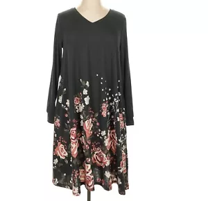 Vestido para mujer LuLaRoe talla XL Emily negro rosa rosas floral jardín sumergido nuevo con etiquetas - Imagen 1 de 6