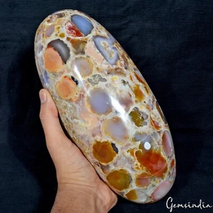 Migliore Qualità 5,4Kg Pelle di Leopardo Diaspro Fatto a Mano Enorme Ovale Cab Guarigione Gemma Lingam - Foto 1 di 9