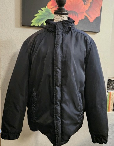 Giacca PRADA con cappuccio PUFFER 100% Piumino D'oca taglia M UOMO MINIMALISTA vintage con gancio