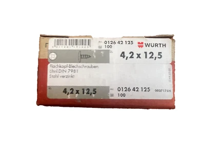 WURTH 100 4,2x12,5 Philips Cabeza Tornillos Metal Madera Foto 1 de 4