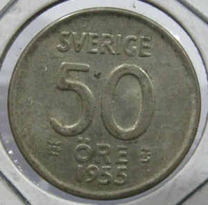 Moneta Argento 50 Ore Svedese 40% 1955 - Svezia - Foto 1 di 2