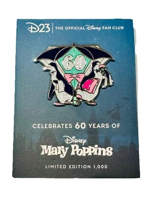 Prendedor Disney D23 exclusivo Mary Poppins 60 aniversario diamante LE 1000 2024 Foto 1 de 4