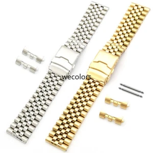 Curved Stainless Steel Watch Band Jubilee Bracelet Metal Strap Clasp Replacement - Picture 1 of 18