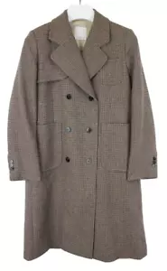 SANDRO Coat Women's (EU) 40 Double Breasted Wool Blend Check Single Vented - Picture 1 of 10