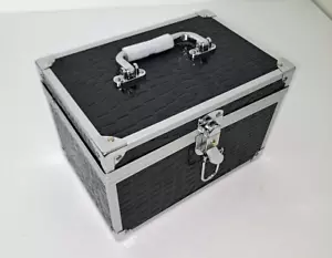 Durable Grey/Black Textured Metal Storage Case with Multi-Compartment Tray - Picture 1 of 4