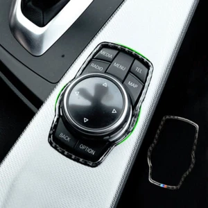 Real Carbon Fiber Media Control Button Switch Cover For BMW 3 5 Series F10 F22 - Picture 1 of 6