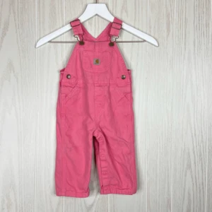 Carhartt Baby Girls Overalls Size 12M Pink Bib Canvas Denim 12 Months - Picture 1 of 6