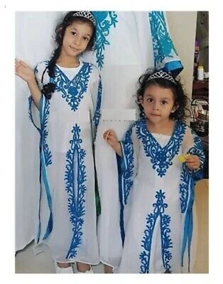 Novo vestido Ramadã Royal Girls Kids Eid Abaya marroquino caftan infantil Jellabiya - Imagem 1 de 3