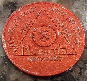 aa aluminum alcoholics anonymous 8 month recovery sobriety chip coin token - Picture 1 of 2