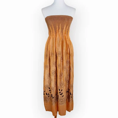 Vestido Lapis Anthropologie Midi OS Metálico Naranja Negro Rosa Floral Maxi Falda Foto 1 de 4