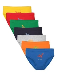 7 Pc. Boy's Cotton Briefs Dino Family Weekday Multicolor Cotton Innerwear 3-10 Y - Picture 1 of 9